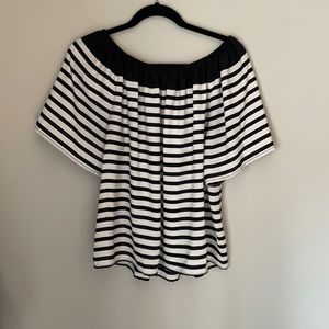 Black and white stripe off shoulder top